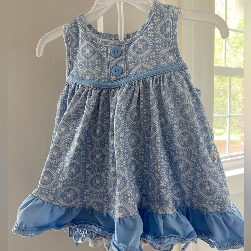 Blue & White Ruffle Top and Matching Bloomers
